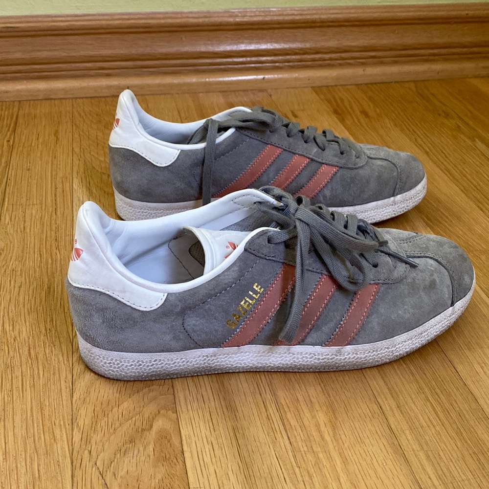 Women’s adidas gazelle sneakers grey/pink size 7 1/2